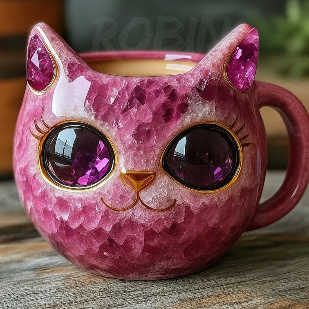 NEW HANDMADE Crystal Cat Face Mugs – Limited Edition ☕