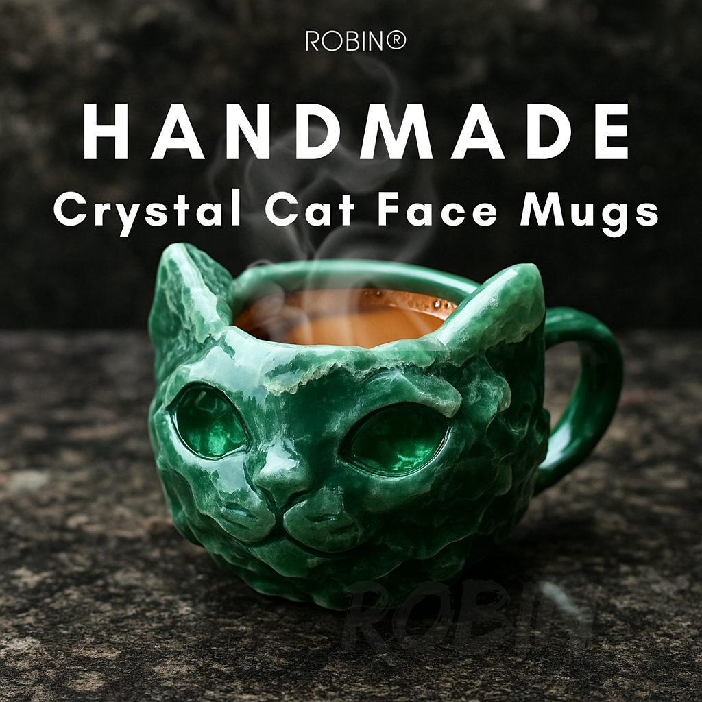 NEW HANDMADE Crystal Cat Face Mugs – Limited Edition ☕