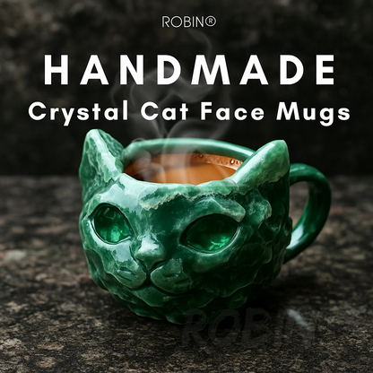 NEW HANDMADE Crystal Cat Face Mugs – Limited Edition ☕