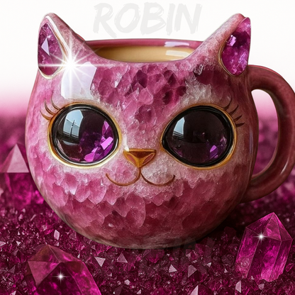 NEW HANDMADE Crystal Cat Face Mugs – Limited Edition ☕