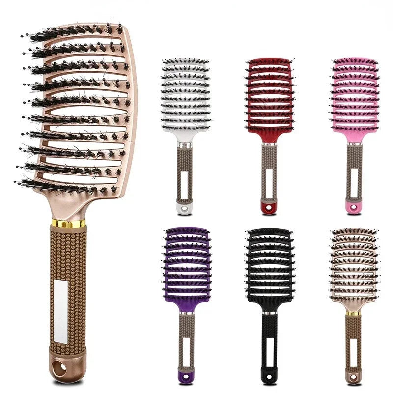 Hair Brush Hair Comb Detangling Hair Brush Bristle&Nylon Women Wet Massage Comb Curly Hairdressing Salon Styling Tools
